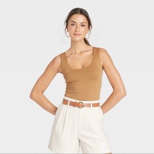 Womens Slim Fit Seamless Tank Top - A New Day Tan Small Soft Shirt Women’s